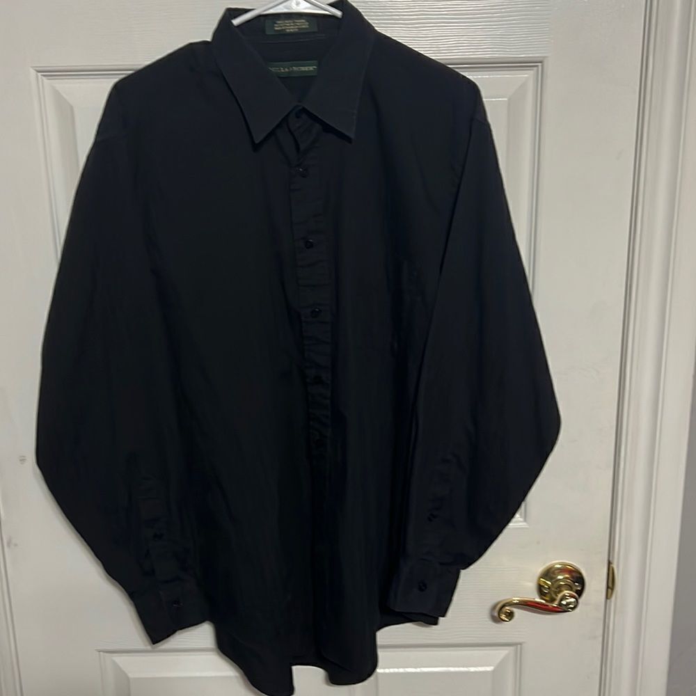 🔥Vintage HILL &‎ ARCHER Black Pinstripe Button Down Shirt Men Sz (L) 17 - 34/35
